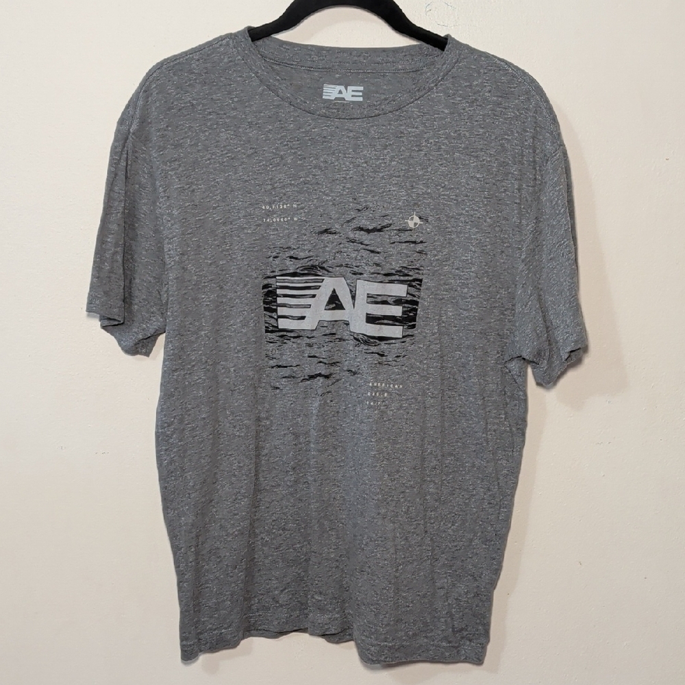American Eagle Graphic Logo T-shirt Heather Gray Men's Size M